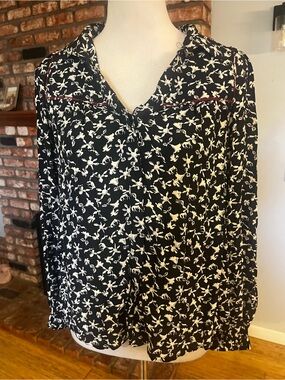 ba&sh $248 Collin PTP 21 Black and White Floral Button-Front Blouse